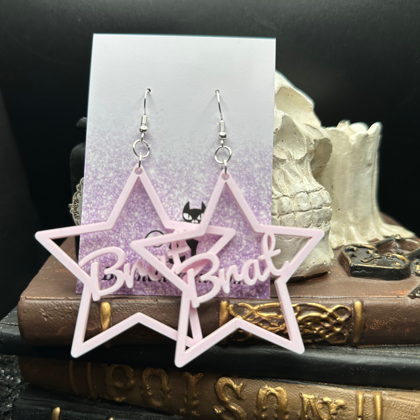 Rose Pink Brat Acrylic Earrings