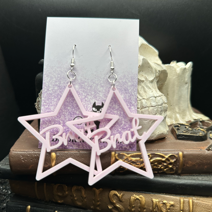 Rose Pink Brat Acrylic Earrings
