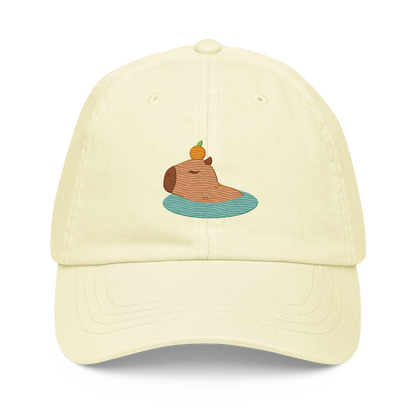 Happy Cappy Cap Cute Capybara Embroidered Pastel baseball hat