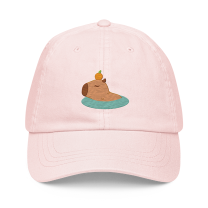 Happy Cappy Cap Cute Capybara Embroidered Pastel baseball hat