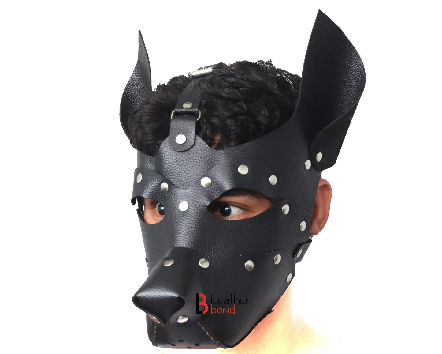 Genuine Cowhide Leather Puppy Dog Mask Hood