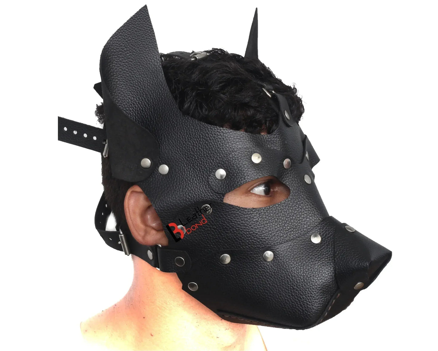 Genuine Cowhide Leather Puppy Dog Mask Hood