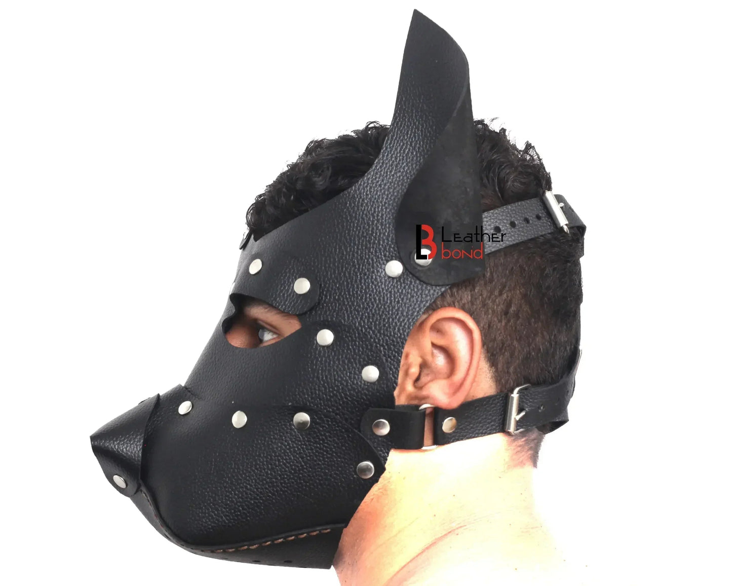Genuine Cowhide Leather Puppy Dog Mask Hood