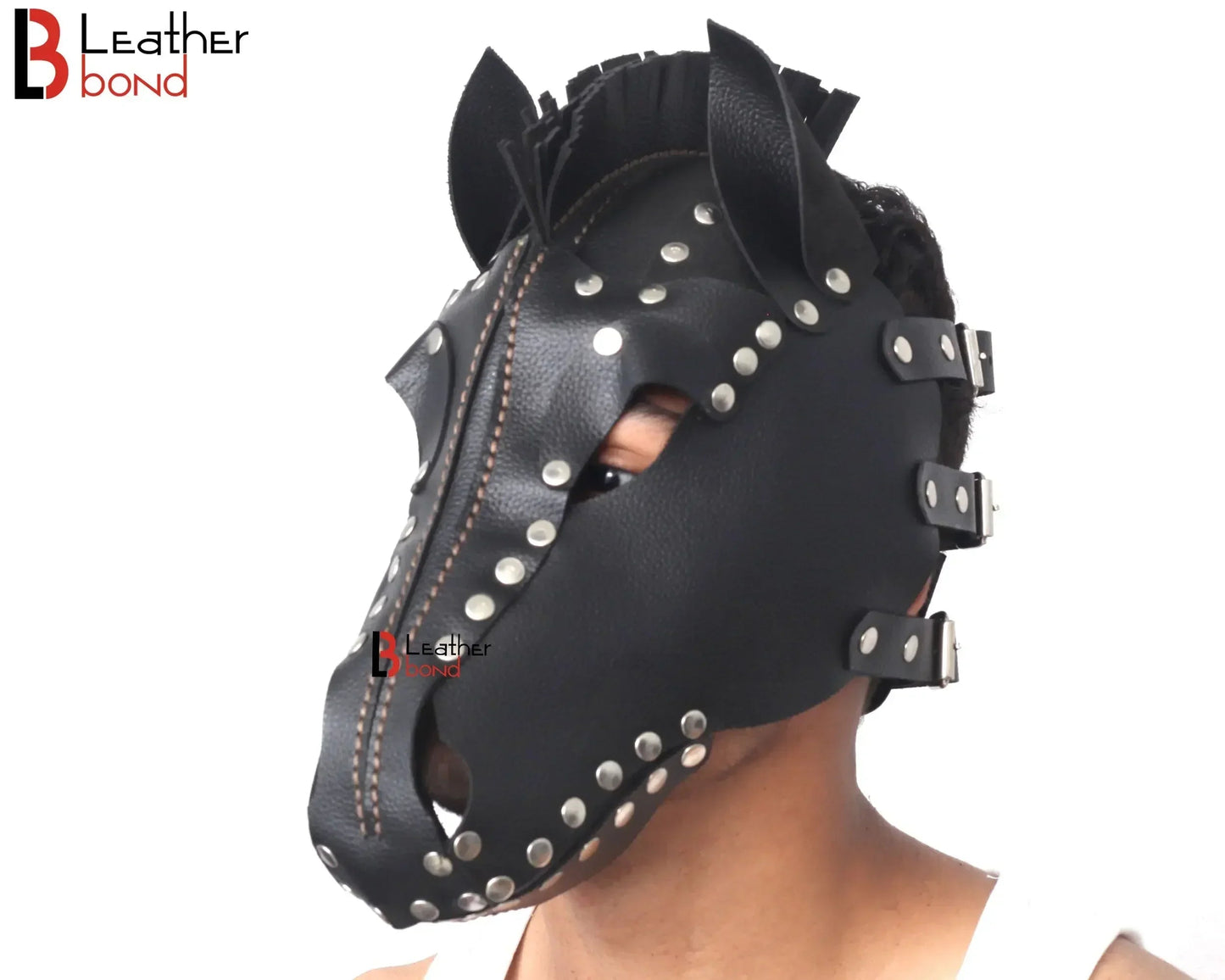 Genuine Cowhide Leather Horse Mask Hood