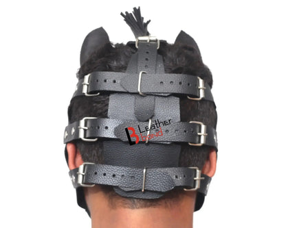 Genuine Cowhide Leather Horse Mask Hood