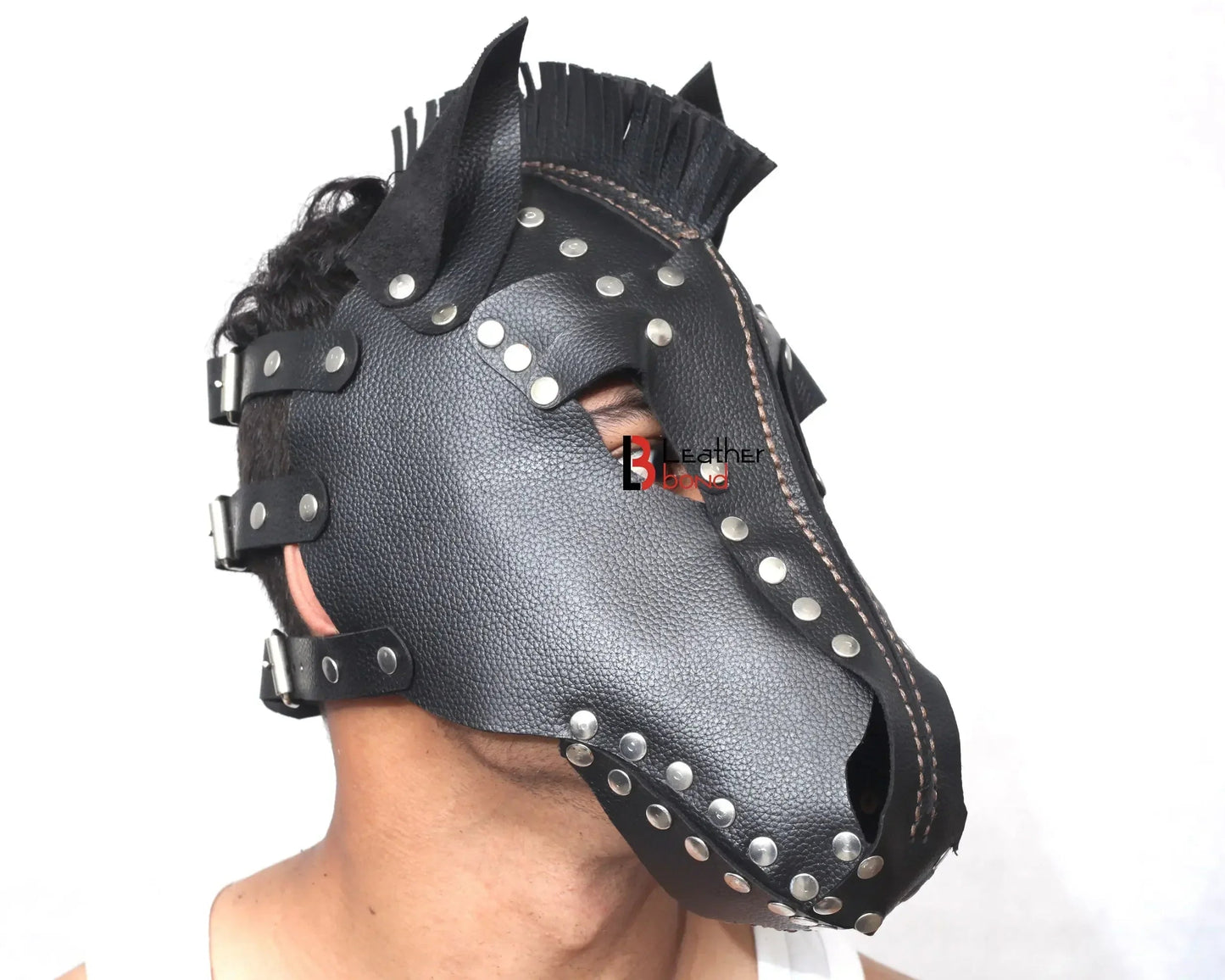 Genuine Cowhide Leather Horse Mask Hood