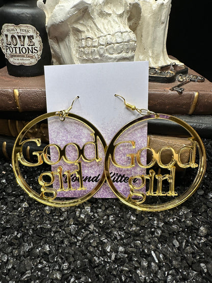 Good Girl Earrings - Mirrored Gold Acrylic