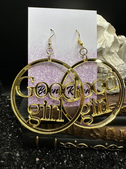 Good Girl Earrings - Mirrored Gold Acrylic