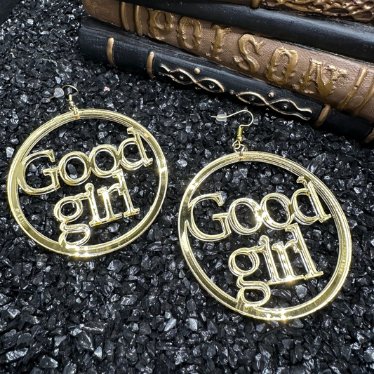 Good Girl Earrings - Mirrored Gold Acrylic