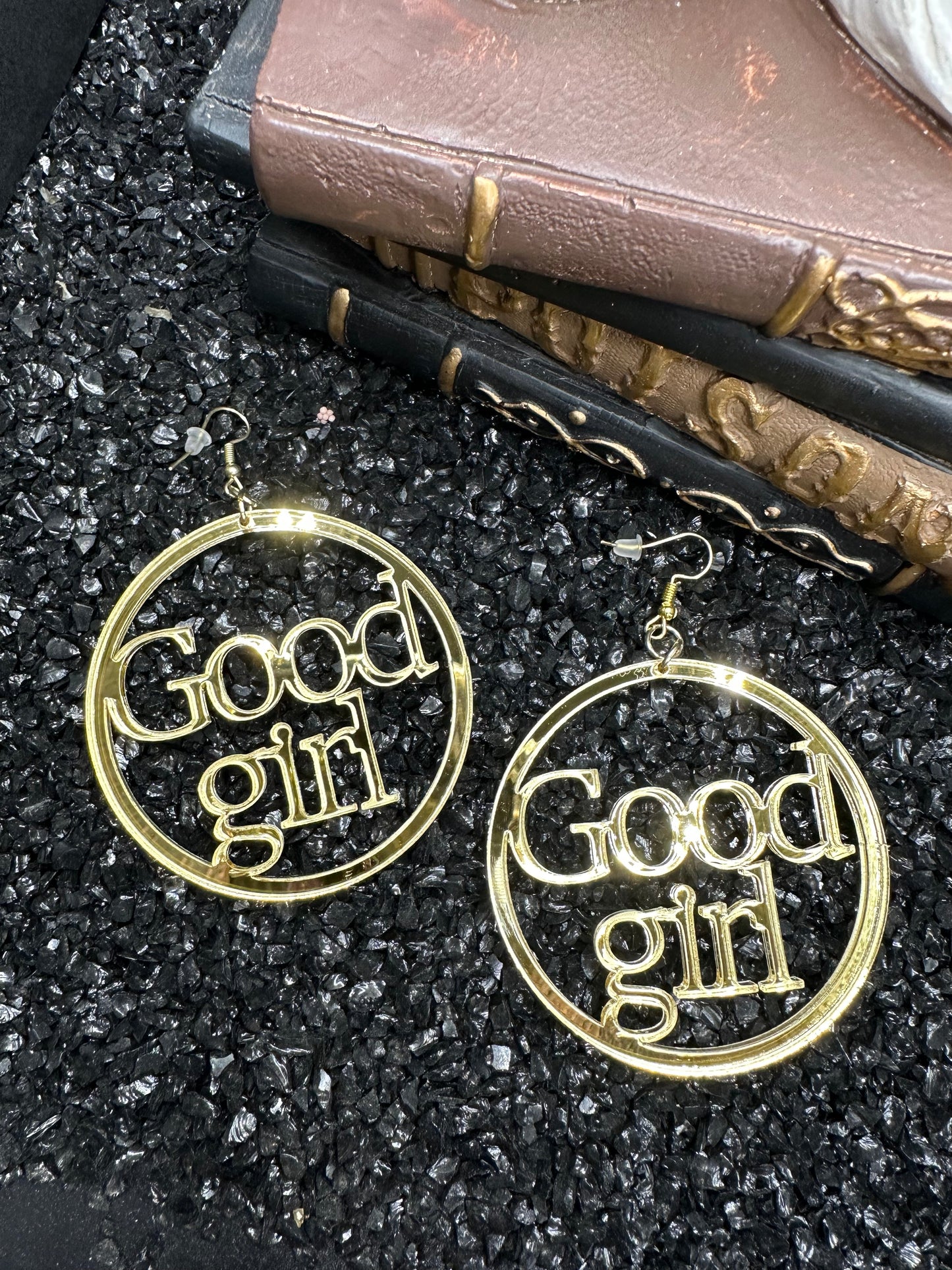 Good Girl Earrings - Mirrored Gold Acrylic