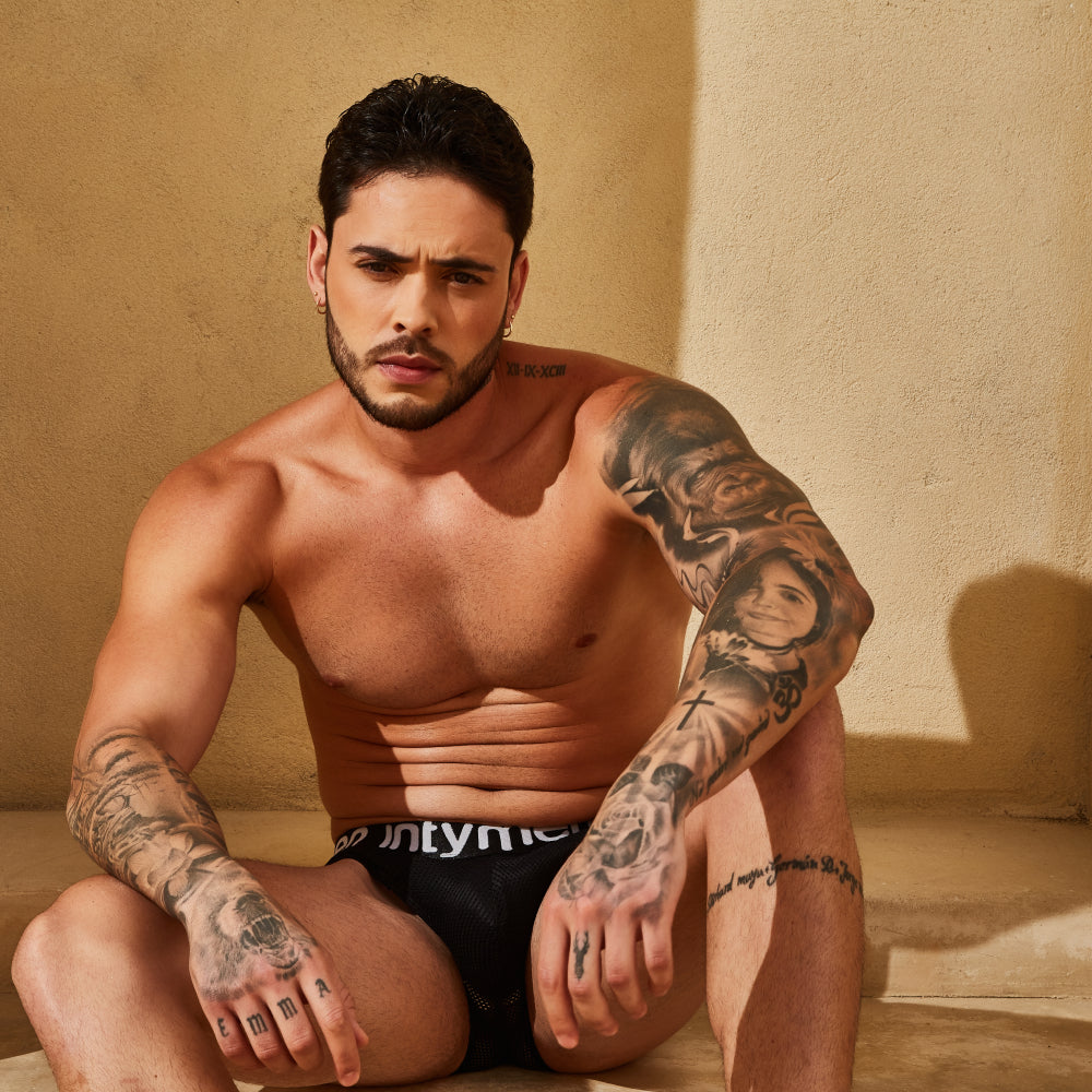 Fresh Mesh Men's Boxer Briefs (Black, Medium)