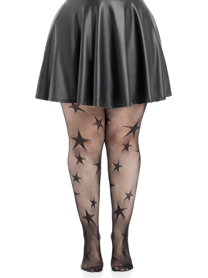 USA Only - Star Net Tights - Black (1x 2x)