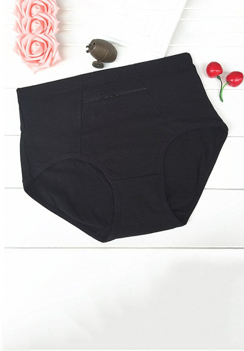 Cotton Panties with Zipper Pocket