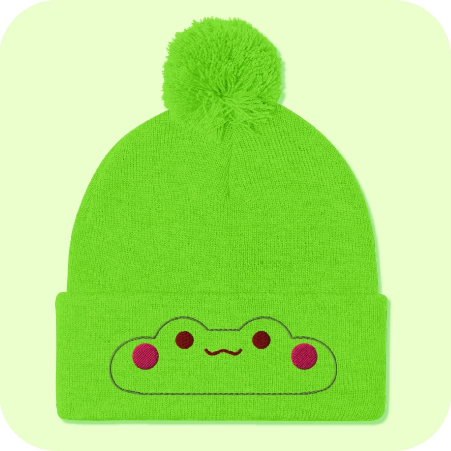 Kawaii Frog Pom-Pom Beanie