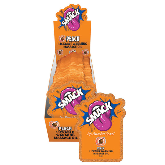 USA Only - Smack Lickable Massage Oil-Peach 3ml Pouch Display of 36