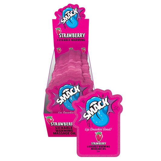 USA Only - Smack Lickable Massage Oil-Strawberry 3ml Pouch Display of 36