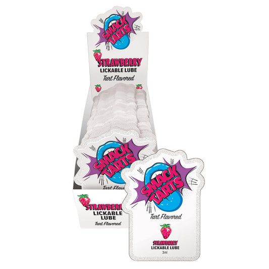 USA Only - Smack Tarts Lickable Lube-Sour Strawberry 3ml Pouch Display of 36