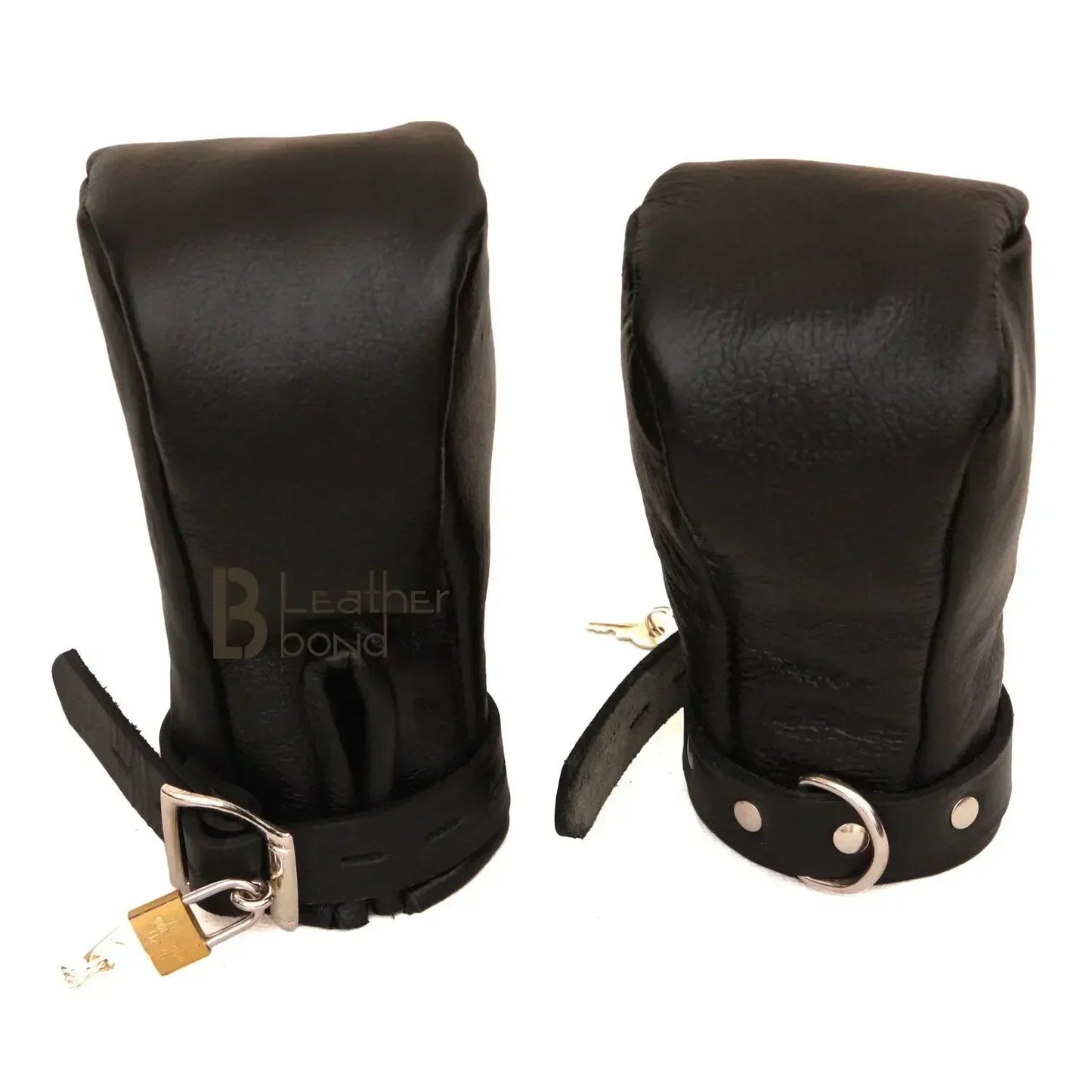 Real Cowhide Leather Fist Mitts Lockable Paw Gloves