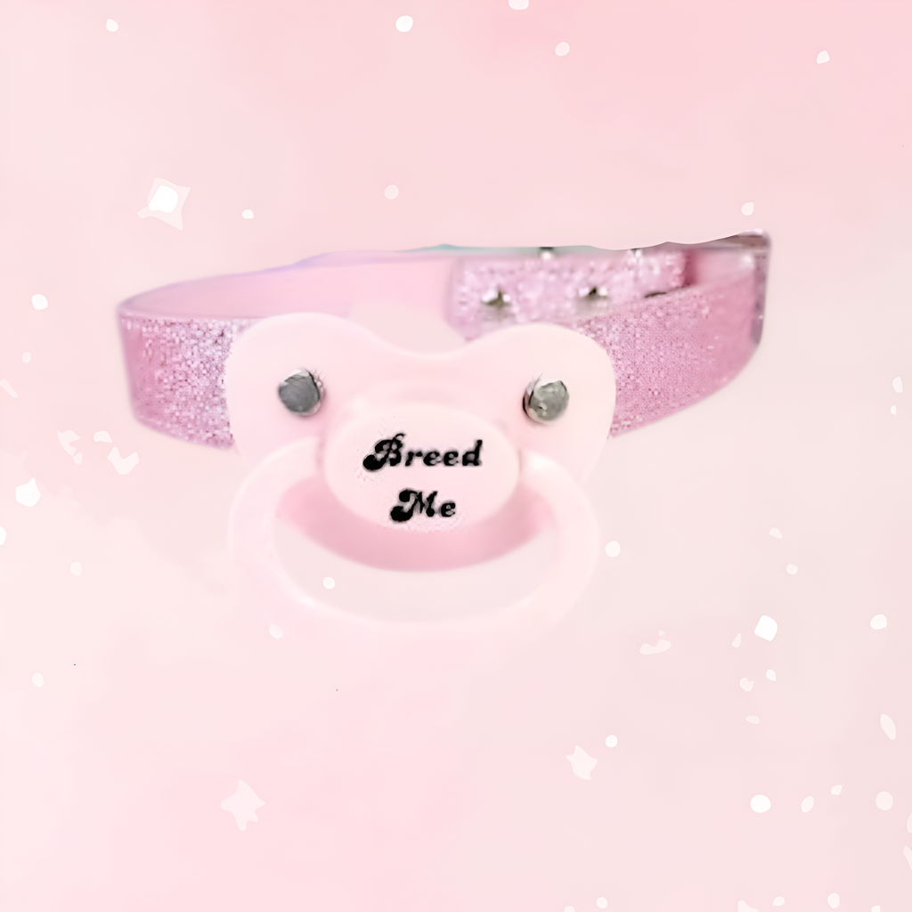 Pink Glitter Breed Me Pacifier Gag