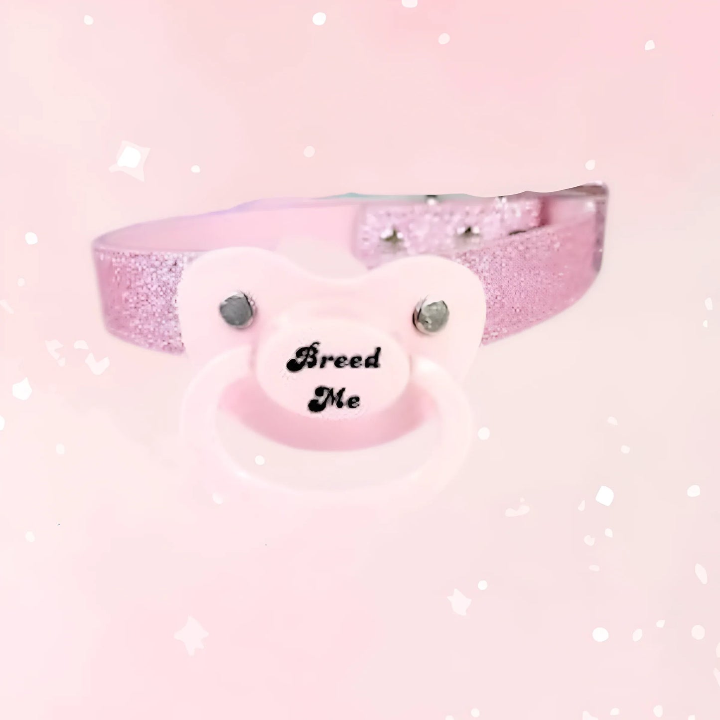 Pink Glitter Breed Me Pacifier Gag - Puppy's Aesthetics