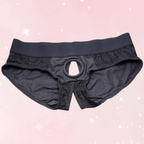 2XL 3XL Black Crotchless Panty Harness