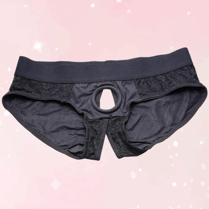 2XL 3XL Black Crotchless Panty Harness - Puppy's Aesthetics
