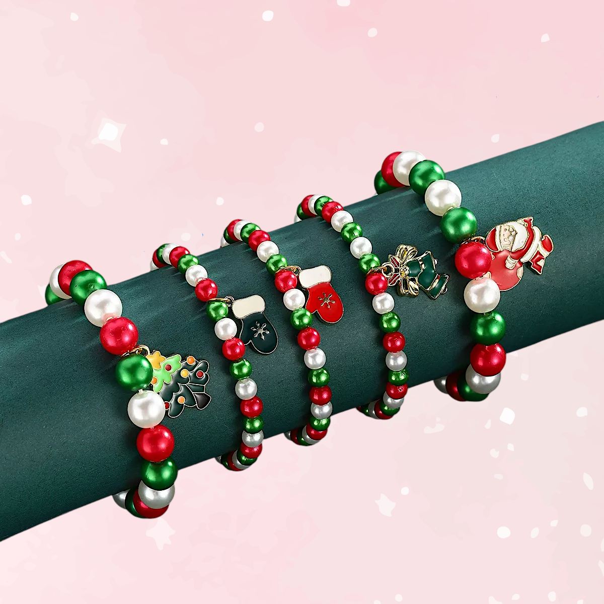 Holiday Pearl Charm Bracelet Set