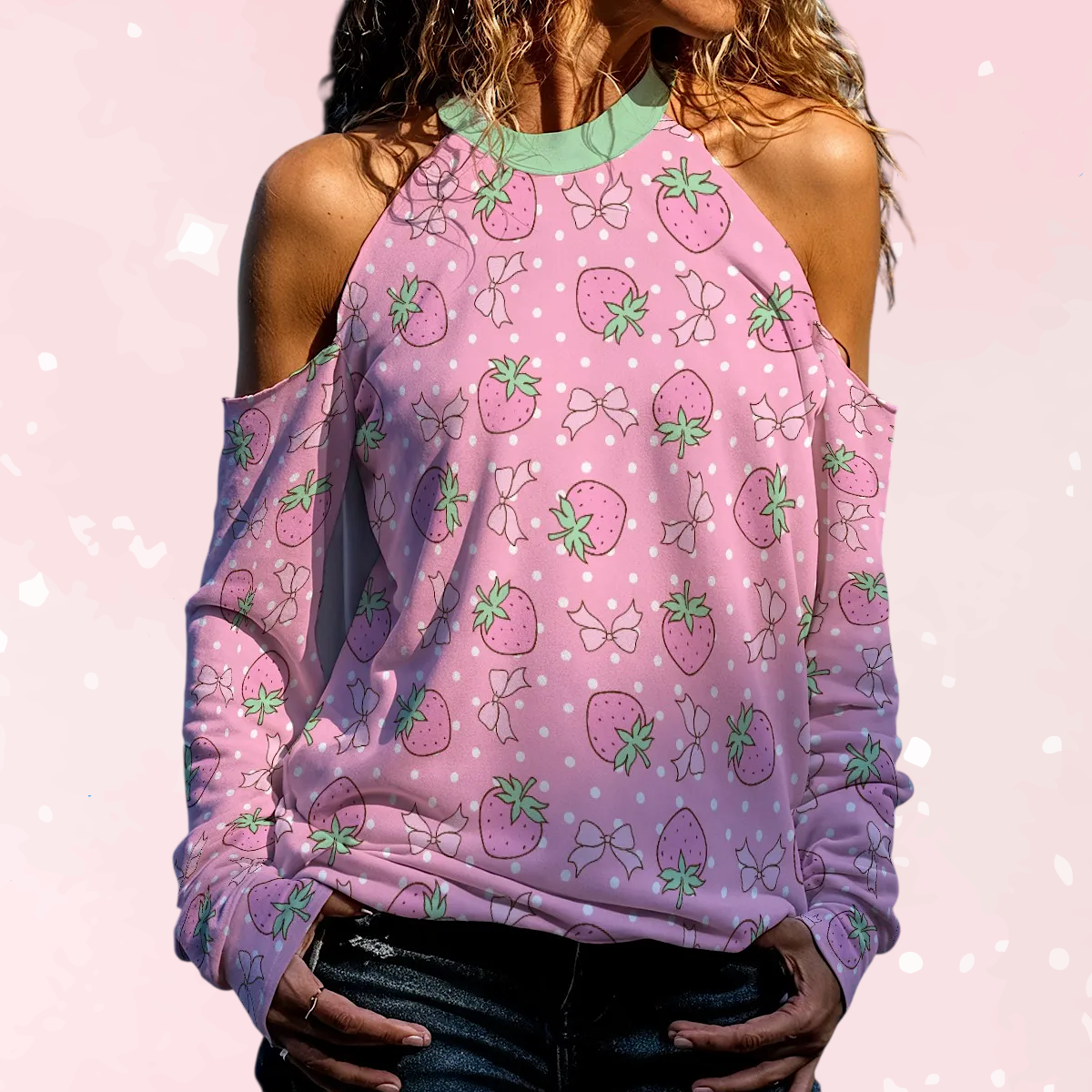 Strawberry Bow Peekaboo Play Sweater