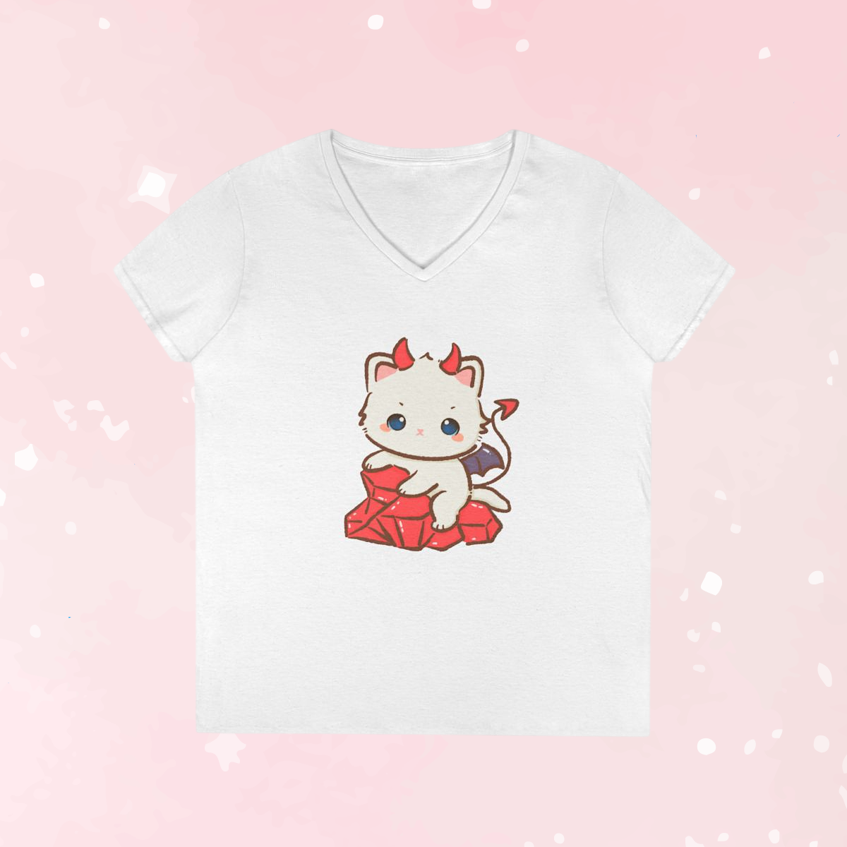 Lil Devil Cat V-Neck Play Tee - Puppy's Aesthetics