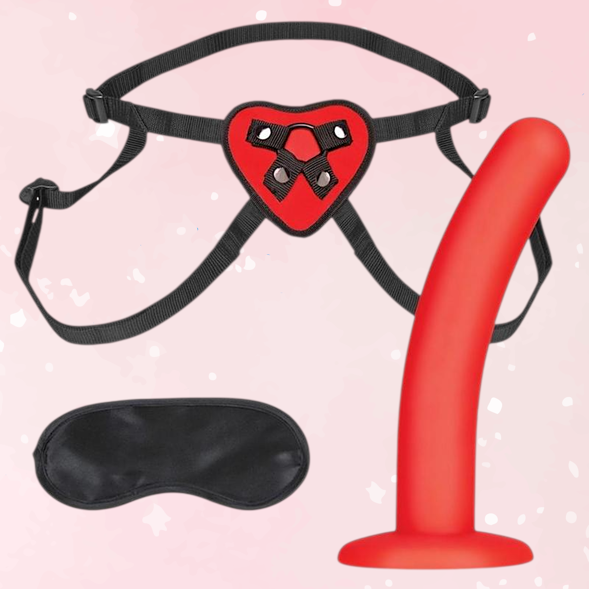 Lux Red Heart Strap-On Harness Set