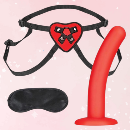 Lux Red Heart Strap-On Harness Set