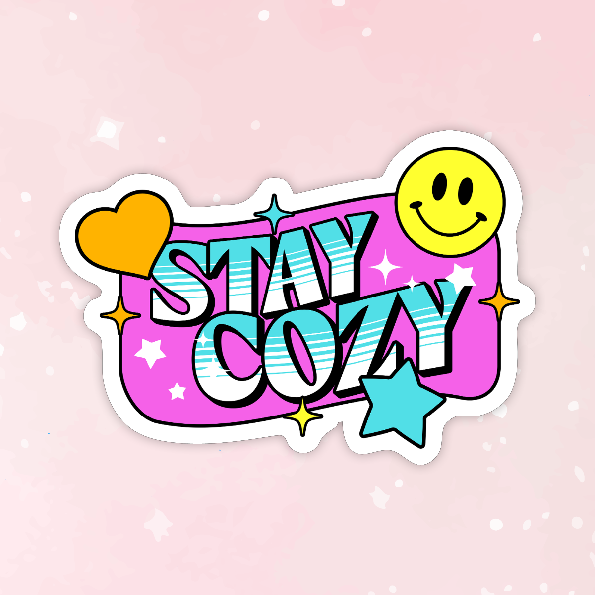 Retro Stay Cozy Y2K Vinyl Sticker