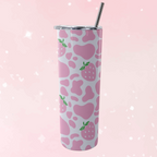 Strawberry Moo Glitter Tumbler 20 oz