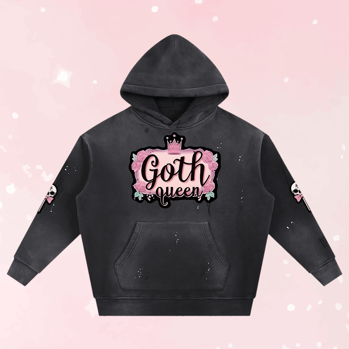 Goth Queen Frayed Fleece Hoodie