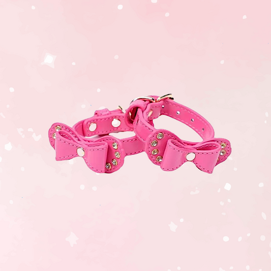 Kawaii Bow Leather Bondage Cuffs (Colors)