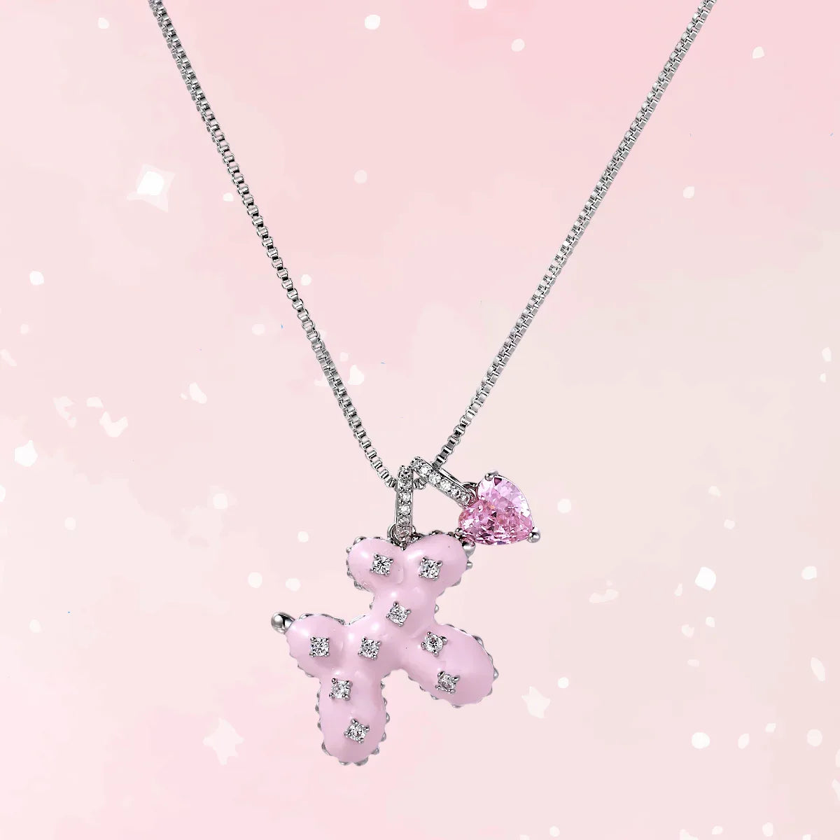 Pink Balloon Puppy Necklace - Puppy's Aesthetics