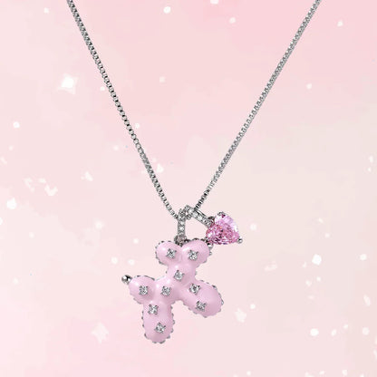 Pink Balloon Puppy Necklace - Puppy's Aesthetics