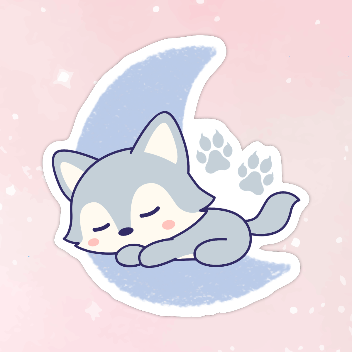 Sleepy Lil Wolf Moon Vinyl Sticker