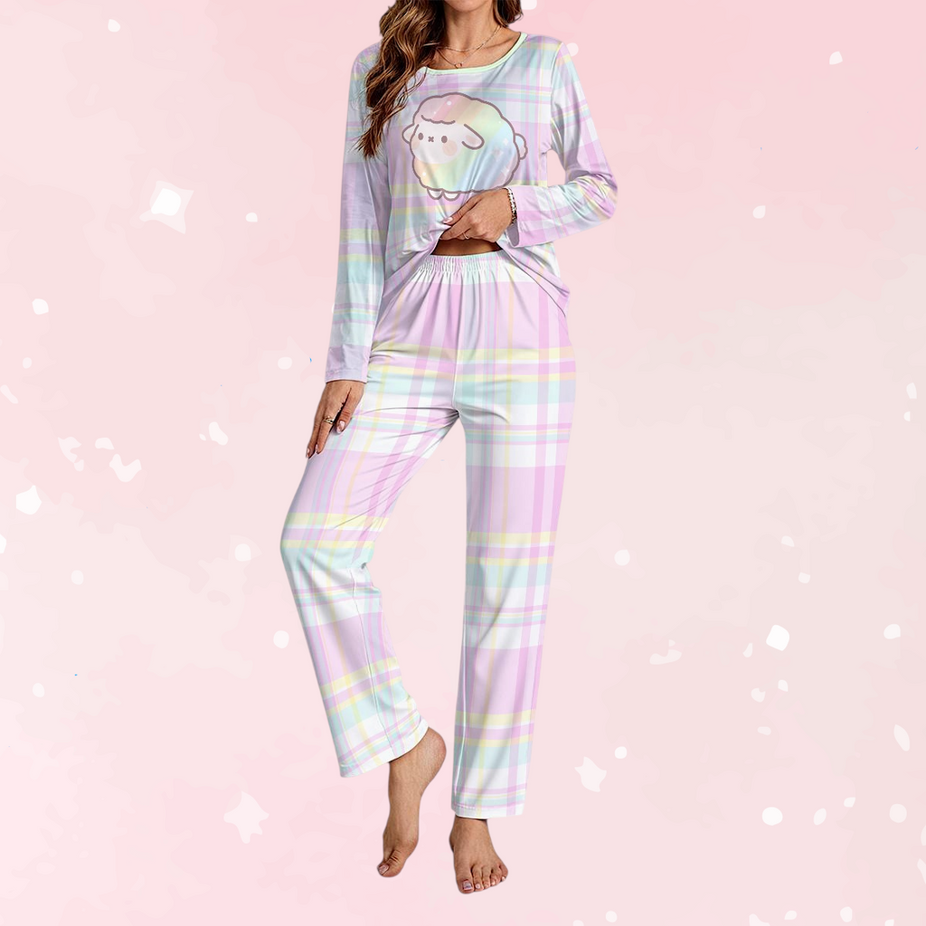 Pastel Plaid Sheep Cozy Lounge Set