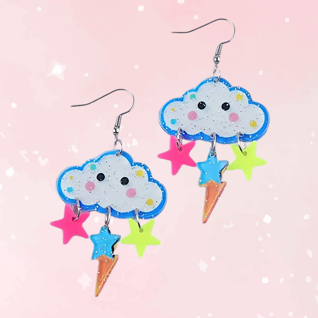 Stormy Skies Rainbow Drop Earrings (Colors) - Puppy's Aesthetics