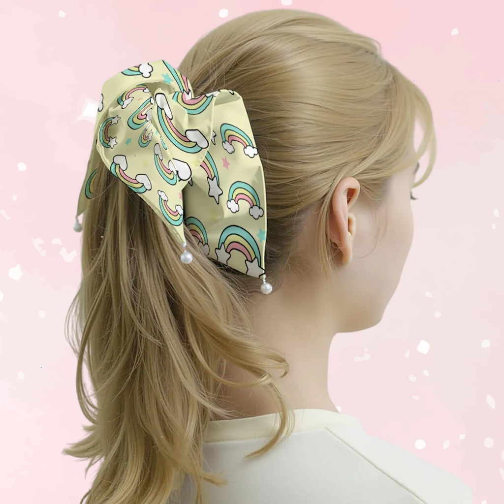 Pastel Rainbow Satin Scrunchie