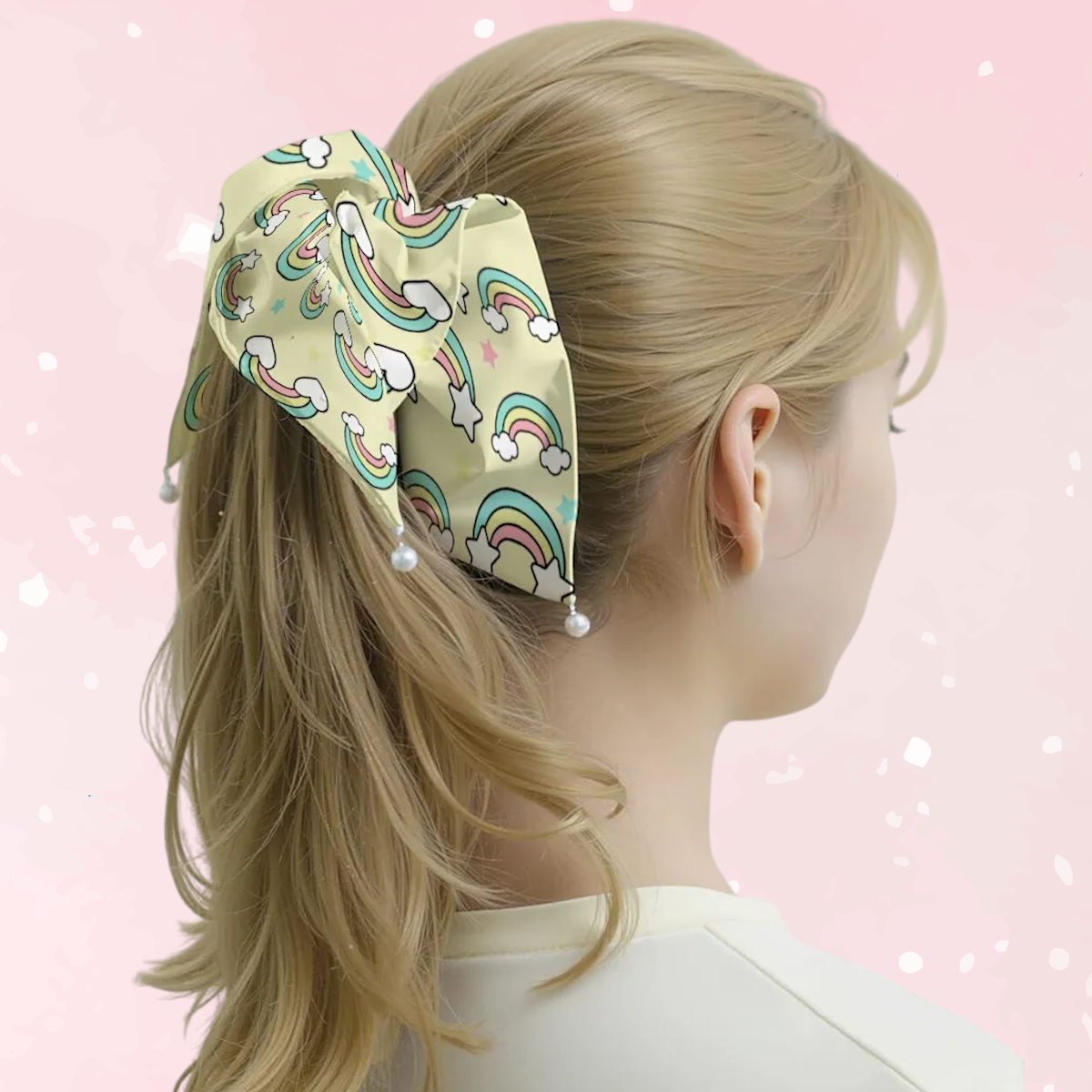 Pastel Rainbow Satin Scrunchie