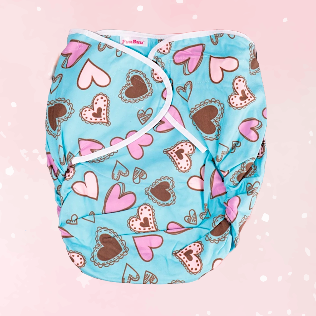 Cookie Hearts Blue ABDL Cloth Diaper