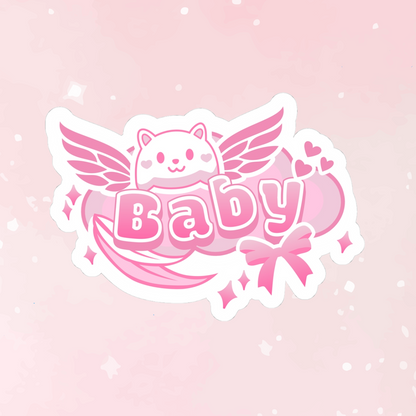 Kawaii Pink Baby Kiss-Cut Sticker - Puppy's Aesthetics