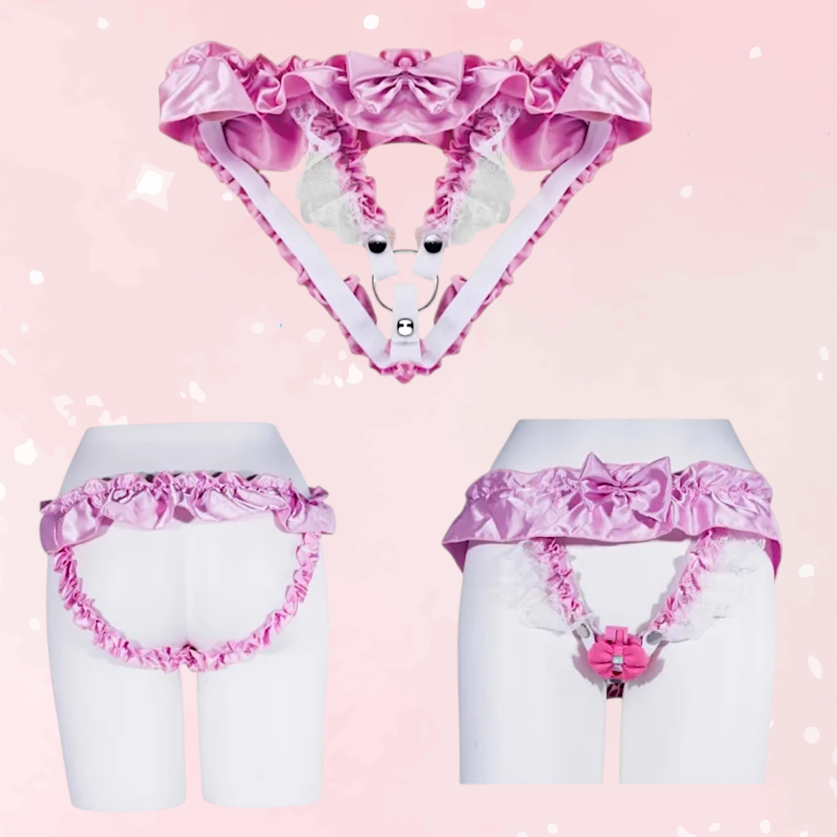 Pink Sissy Chastity Cage Ruffle Panties