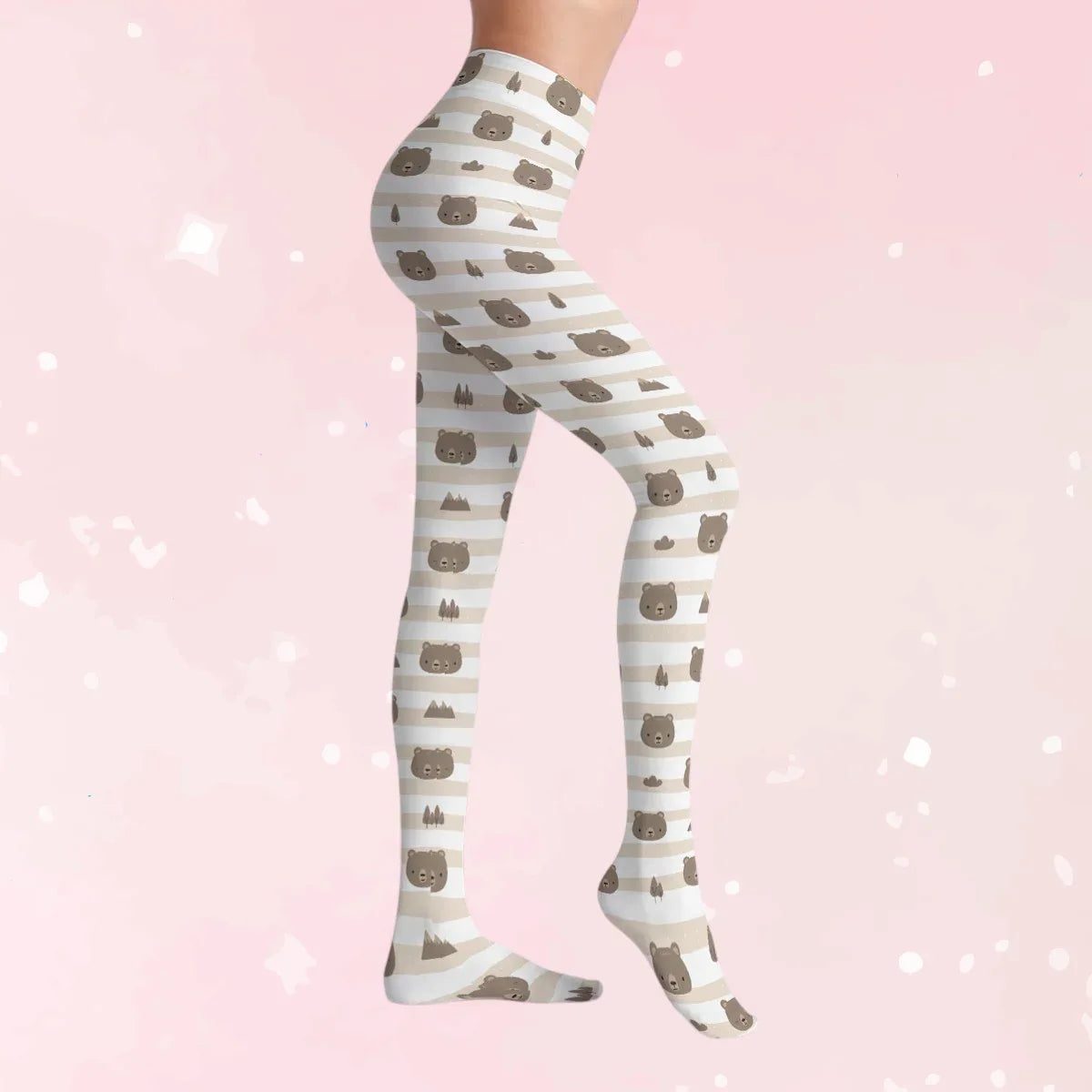 Cozy Woodland Bear Stretch Tights - Puppy's Aesthetics