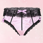 Sissy Underwear Shiny Satin Lace Ruffled Panties