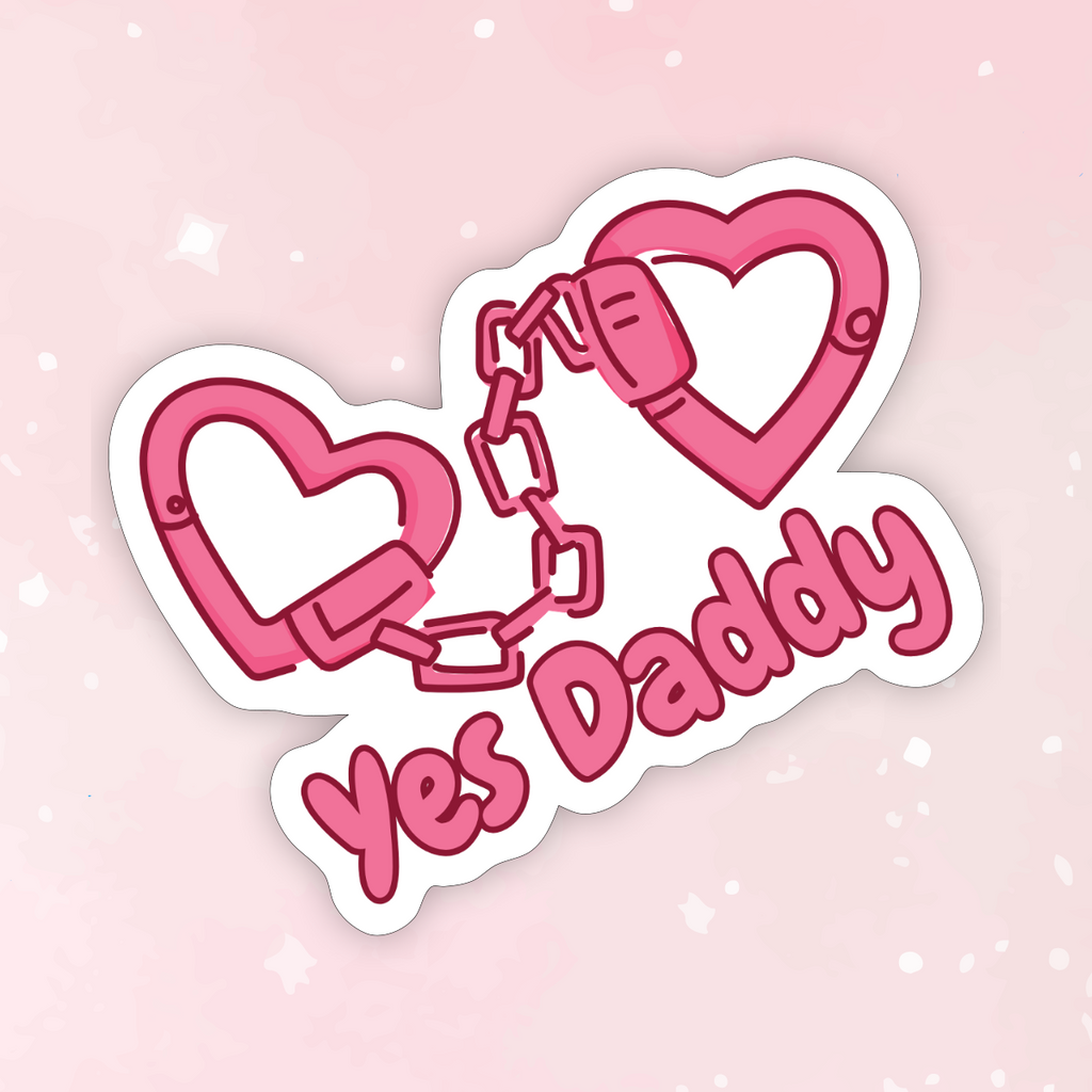 Yes Daddy Heart Cuffs Vinyl Sticker