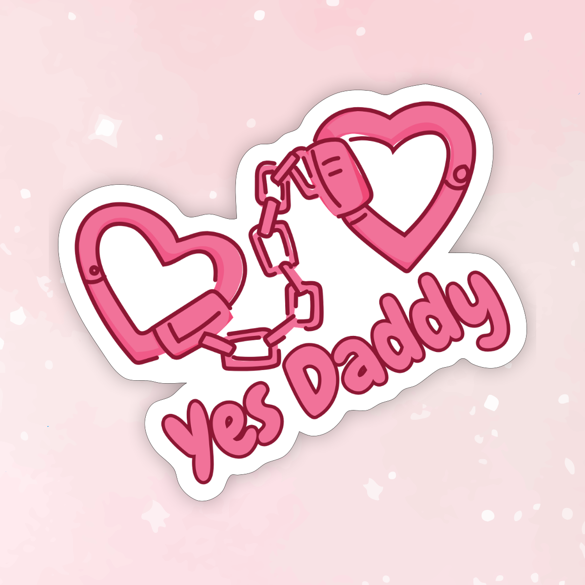 Yes Daddy Heart Cuffs Vinyl Sticker