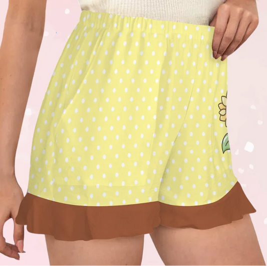 Sunflower Kitty Ruffle Shorts - Puppy's Aesthetics